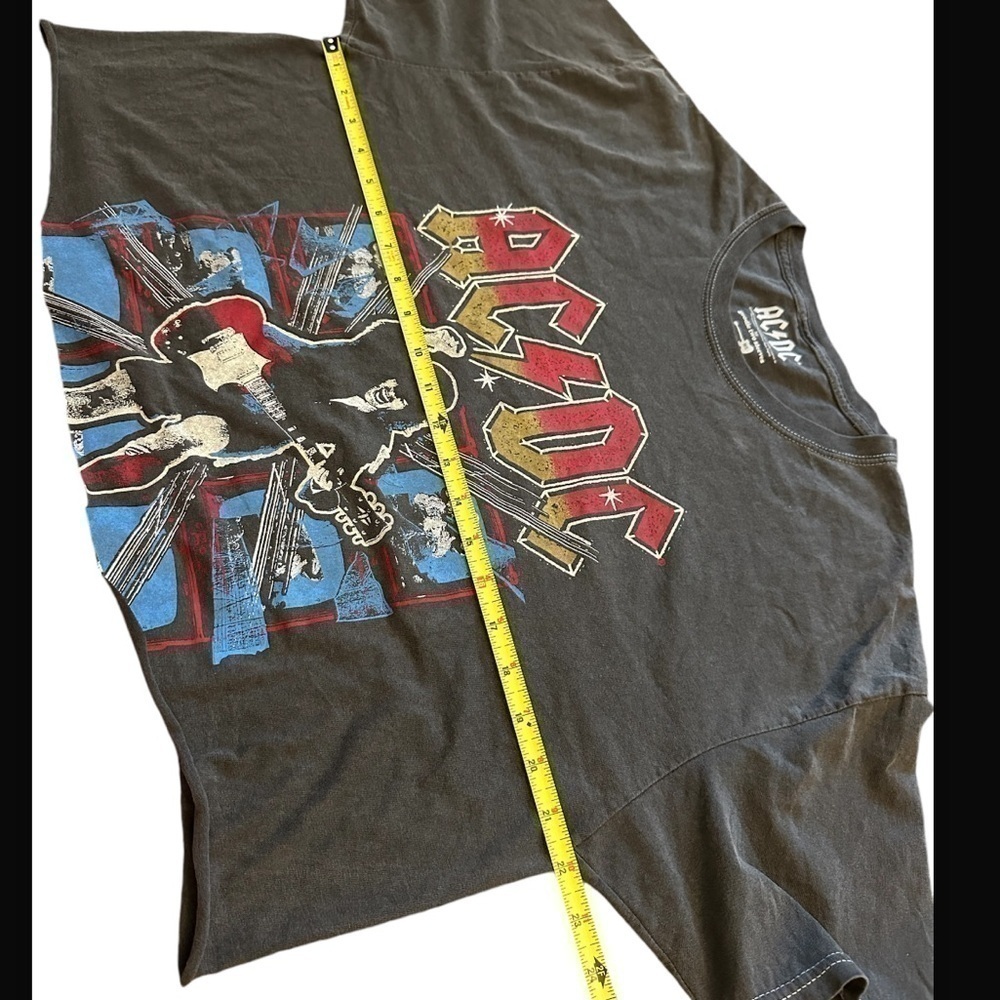 AC/DC Blow Up Your Video Graphic Tee Cropped Rolled Hem Retro Gray Size M/L - Picture 10 of 12